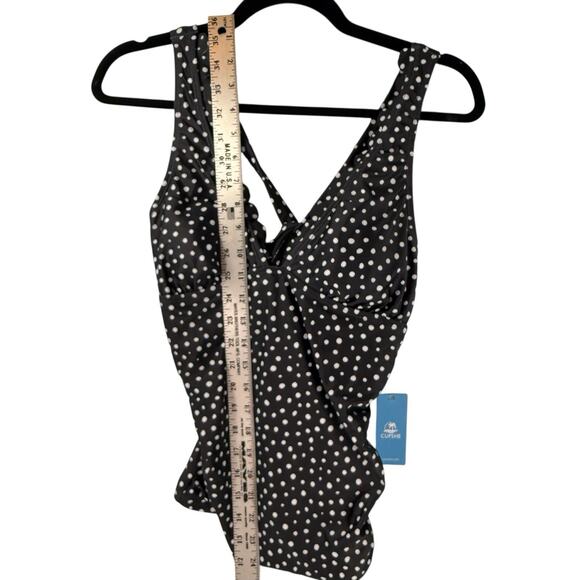 NWT Cupshe Scalloped Tankini Swim Top Size MEDIUM Blk/Wht Retro Beach Polka Dot - Picture 5 of 12